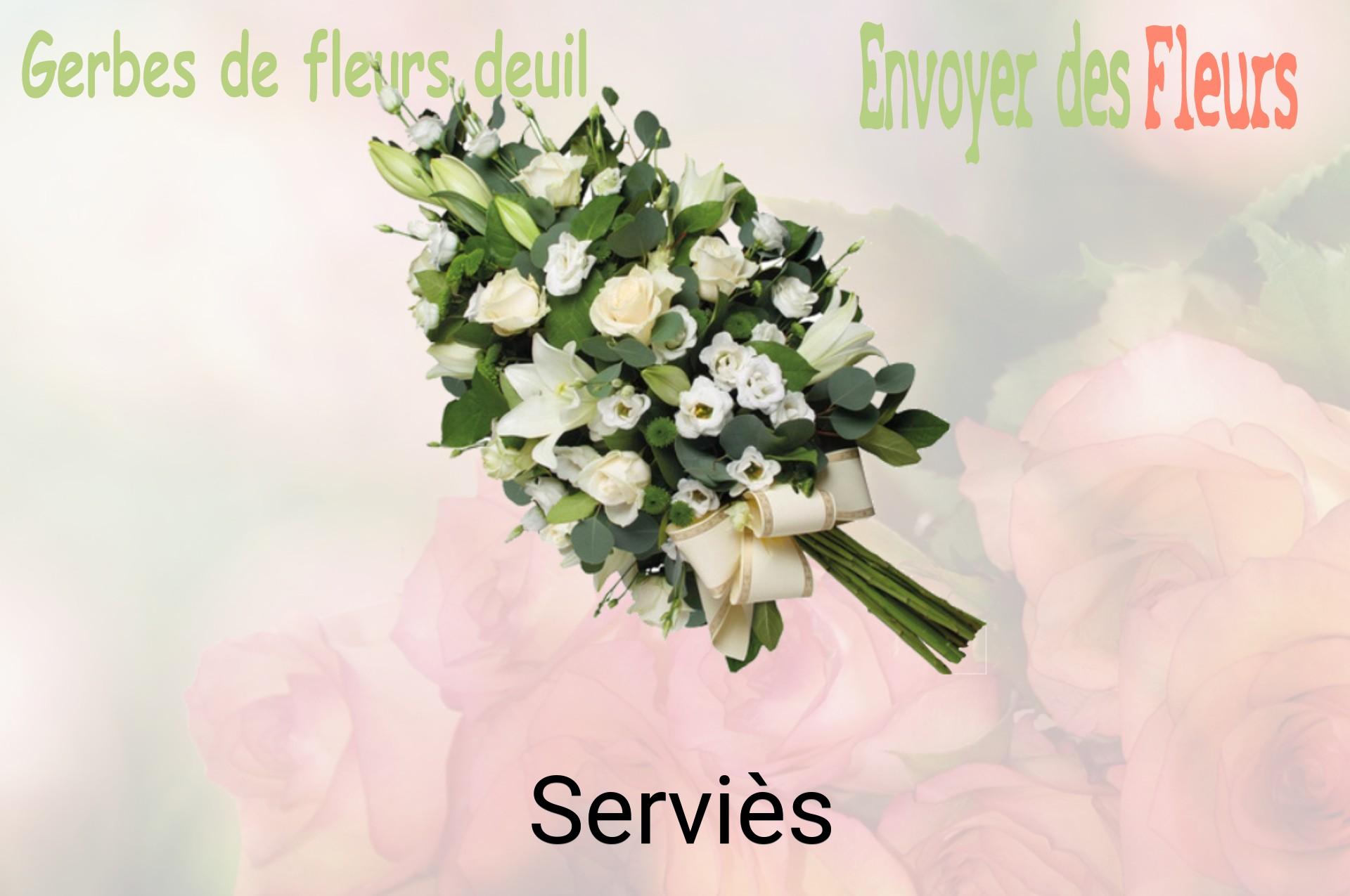 Gerbe de fleurs de deuil livrée à Serviès